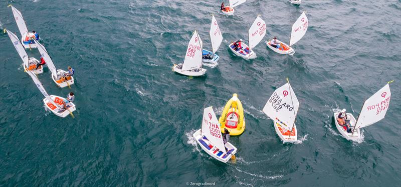 2021 Optimist World Championship day 3 photo copyright Zerogradinord taken at Fraglia Vela Riva and featuring the Optimist class