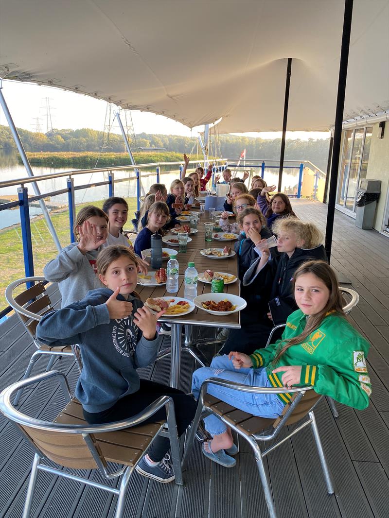 Dinner during the Optimist Junior Girls Training at Burghfield  photo copyright Will Mason taken at Burghfield Sailing Club and featuring the Optimist class