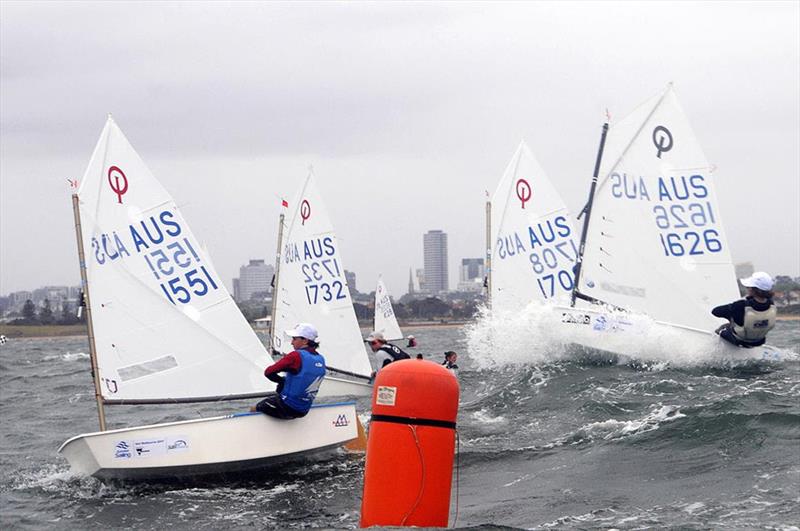 Optimist Open Fleet - Sail Melbourne International 2017 photo copyright Gordon Hyde taken at Royal Brighton Yacht Club and featuring the Optimist class