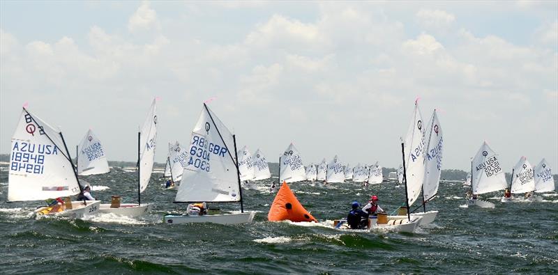 Optimist filled the bay in Pensacola for the 2015 USODA Optimist Nationals photo copyright Talbot Wilson taken at Pensacola Yacht Club and featuring the Optimist class