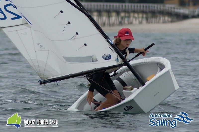 Taran Sanderson was a strong performer in the Optimist Open Fleet last year photo copyright Harry Fisher taken at Largs Bay Sailing Club and featuring the Optimist class