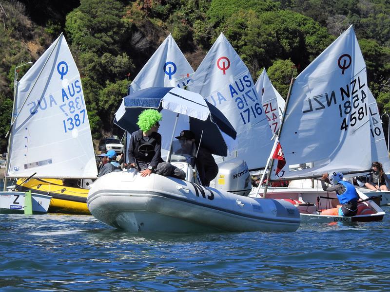 Burnsco National Optimist team racing before the Toyota NZ Optimist Nationals begins photo copyright QCYC taken at Queen Charlotte Yacht Club and featuring the Optimist class