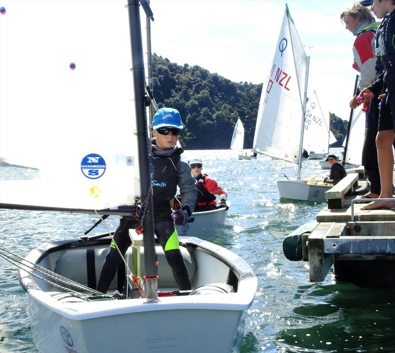  Green / Rainbow fleet receiving Easter Eggs - Day 3 - Toyota NZ Optimist National Championships - April 2, 2018 - photo © Christel Hopkins