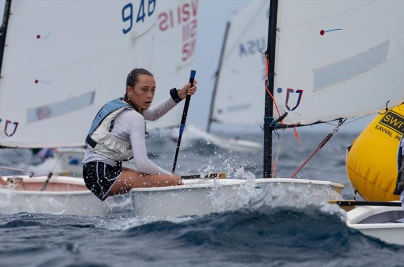 St. Thomas, USVI's Caroline Sibilly sailing in the TOTE Maritime Clinic photo copyright Matis Capizzano / www.capizzano.com taken at St. Thomas Yacht Club and featuring the Optimist class