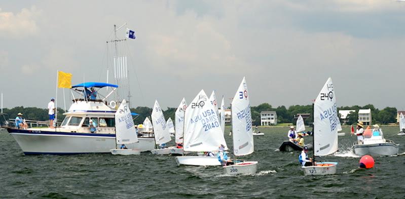 Team Racing is a highlight of all the Optimist Nationals. Two teams of four boats each go head to head. About two dozen teams will compete over three days July 20-22. Over 400 young Opti sailors are expected to race in the Optimist National Championships - photo © Talbot Wilson