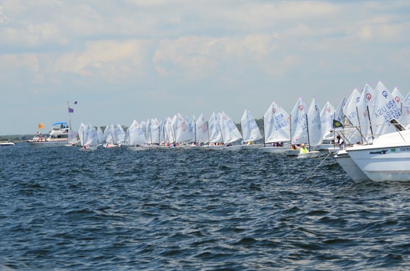 The Purple Division got off to a clean start in the first set of races Sunday on Pensacola Bay. The young sailors got off the beach at 10:00 and didn't return to shore until after 5:00PM. Four sets of three races each were sailed by the Green, Pink photo copyright Talbot Wilson taken at Pensacola Yacht Club and featuring the Optimist class