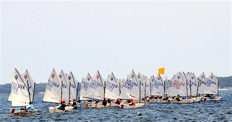 Much of the girls were OCS in the start of Race 2 as current played havoc with the fleet in the 2018 Optimist Girls National Championship 2018 Optimist National Championship sailed out of Pensacola Yacht Club photo copyright Talbot Wilson taken at Pensacola Yacht Club and featuring the Optimist class