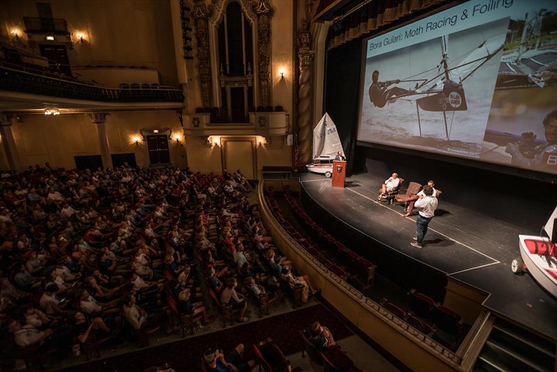 Hap Fauth, Bora Gulari and Caleb Paine visit the USODA National Championships in Pensacola, Florida, for a presentation on AC36 photo copyright Amory Ross / American Magic taken at New York Yacht Club and featuring the Optimist class