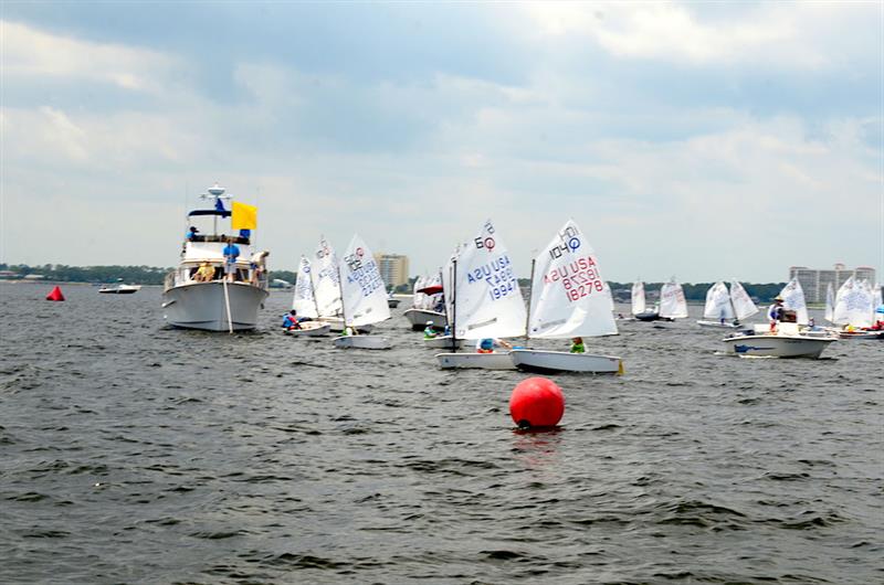 The three-day 2018 Optimist Team Race National Championship began Friday with 24 teams competing in the USODA event hosted by Pensacola Yacht Club photo copyright Talbot Wilson taken at Pensacola Yacht Club and featuring the Optimist class