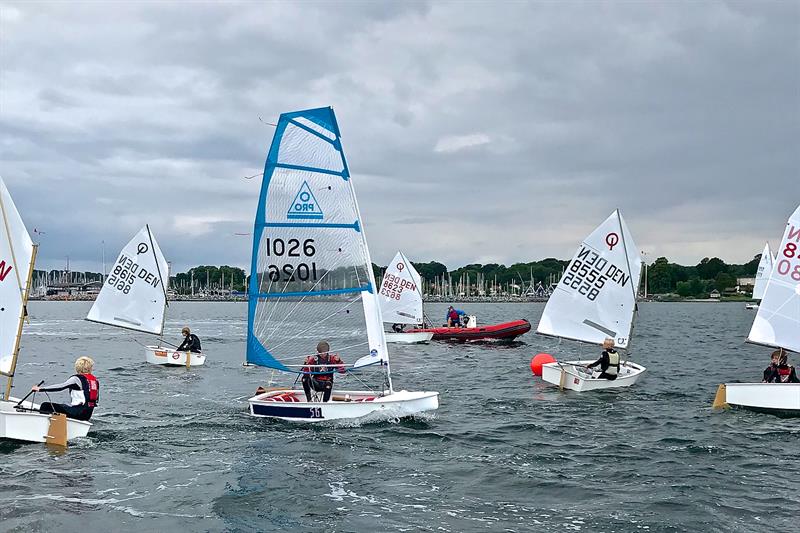 The differences in the size of O-Pro and standardf\ Optimist are apparent in this shoy photo copyright Richard Gladwell taken at  and featuring the Optimist class