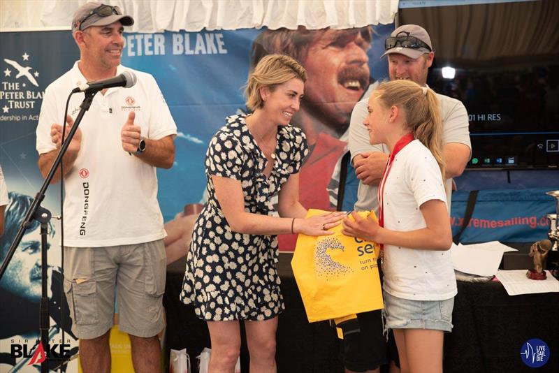 Kate Montgomery presenting prizes at the 2018 Sir Peter Blake Regatta - Prize Giving - photo © Lissa Reyden - Live Sail Die