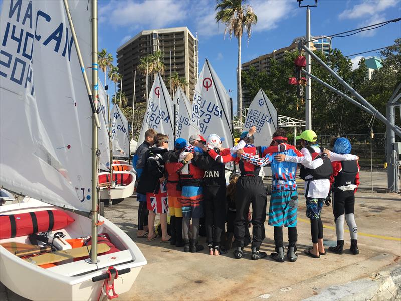 Pre-race huddle at the 2018 Miami Sailing Week - photo © Image courtesy of Miami Sailing Week