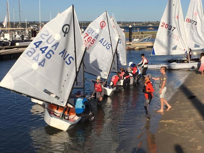 Dinghy fleet at Royal Perth Yacht Club photo copyright Royal Perth Yacht Club taken at Royal Perth Yacht Club and featuring the Optimist class