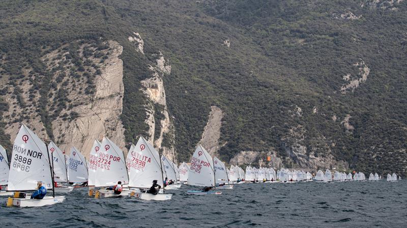 37th Lake Garda Optimist Meeting day 1 photo copyright Matias Capizzano / www.capizzano.com taken at Fraglia Vela Riva and featuring the Optimist class