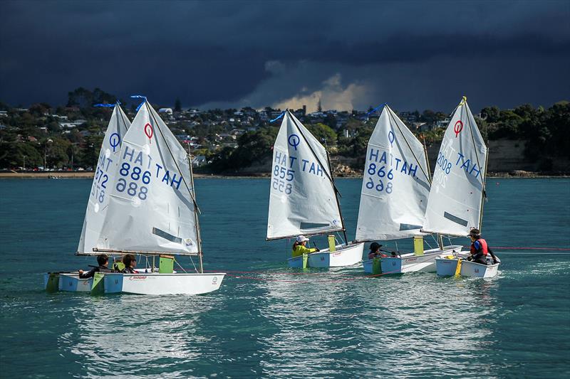 The skies made a spectacular backdrop - 2019 Toyota NZ Optimist Nationals Day 5, April 2019 - Murrays Bay SC photo copyright Richard Gladwell taken at Murrays Bay Sailing Club and featuring the Optimist class