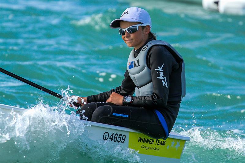 George Lee Rush (Wakatere BC) - 2019 National Champion- Day 6 - 2019 Toyota New Zealand Optimist National Championships, Murrays Bay, April 2019 photo copyright Richard Gladwell taken at Murrays Bay Sailing Club and featuring the Optimist class