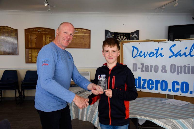 Leo Yates, 2nd boy 4th overall in main fleet at IOCA South East Optimist Travellers Series at Weir Wood photo copyright Steve Day taken at Weir Wood Sailing Club and featuring the Optimist class