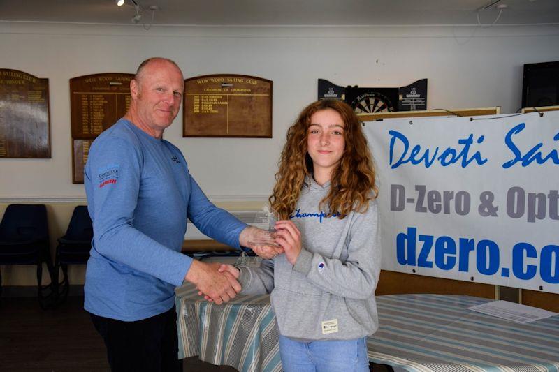 Millie Lewis, 3rd girl 5th overall in main fleet at IOCA South East Optimist Travellers Series at Weir Wood photo copyright Steve Day taken at Weir Wood Sailing Club and featuring the Optimist class