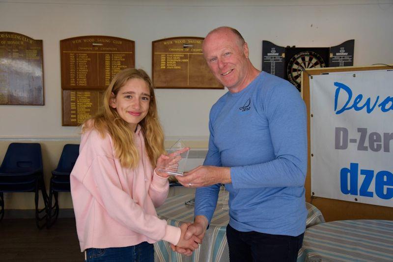 Noa Moskovitch, 2nd girl and 3rd overall in main fleet at IOCA South East Optimist Travellers Series at Weir Wood photo copyright Steve Day taken at Weir Wood Sailing Club and featuring the Optimist class