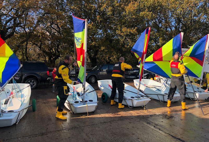 Members of the Lymington Lifeboat Crew arrive for their annual Optimist race - 24 hour Salterns Sailathon photo copyright Tanya Baddeley taken at Salterns Sailing Club and featuring the Optimist class