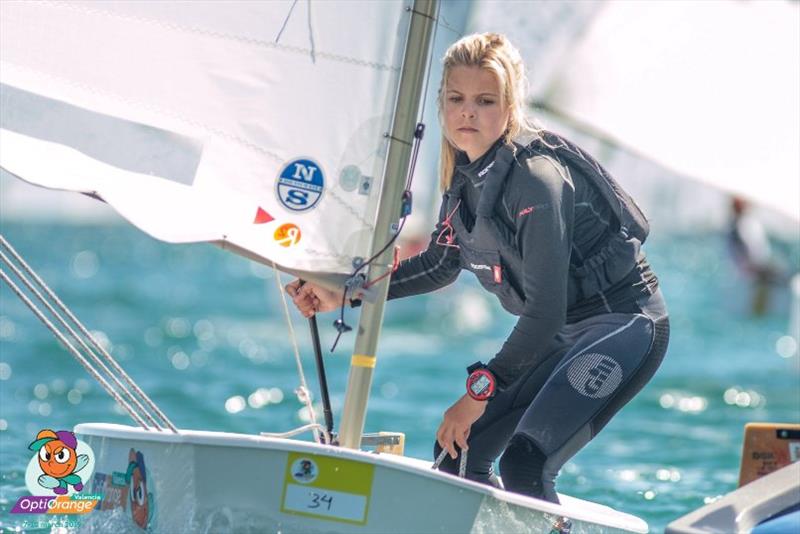 2019 OptiOrange Valencia photo copyright Denis Razumovich taken at Real Club Nautico Valencia and featuring the Optimist class