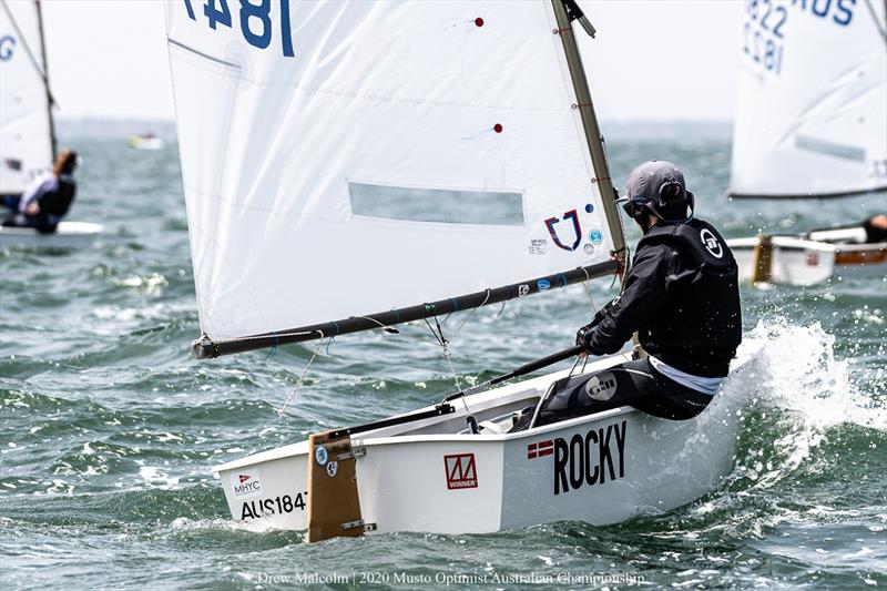 Will Wilkinson from Middle Harbour racing in the Open fleet - 2020 Musto Optimist Australian and Open Championship photo copyright Drew Malcolm taken at Royal Yacht Club of Victoria and featuring the Optimist class