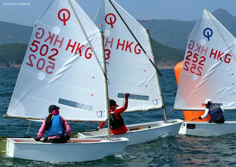 Optimists round the top mark - Open Dinghy Regatta, Day 1 photo copyright Fragrant Harbour taken at Hebe Haven Yacht Club and featuring the Optimist class