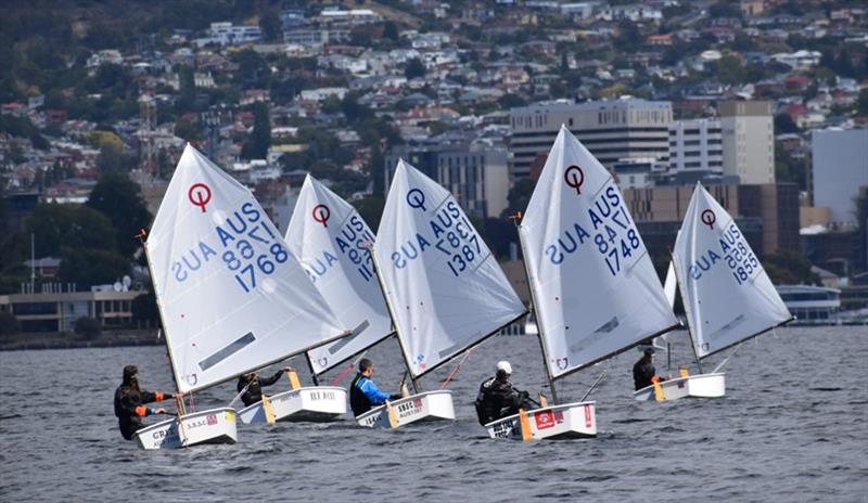 There's always close competition in the Off The Beach Class in the Banjos Shoreline Crown Series Bellerive Regatta photo copyright Jane Austin taken at Bellerive Yacht Club and featuring the Optimist class