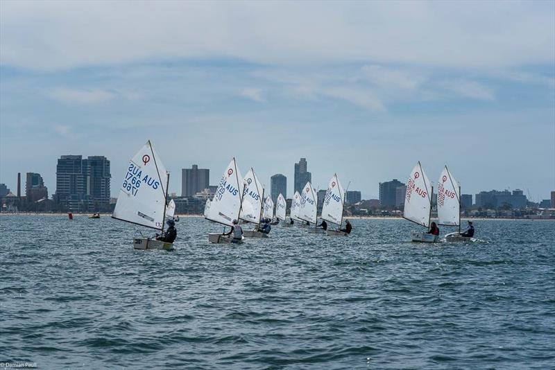 A big fleet of Optimists competed in the event - Victorian Optimist States 2021 photo copyright Damian Paull taken at Royal Yacht Club of Victoria and featuring the Optimist class