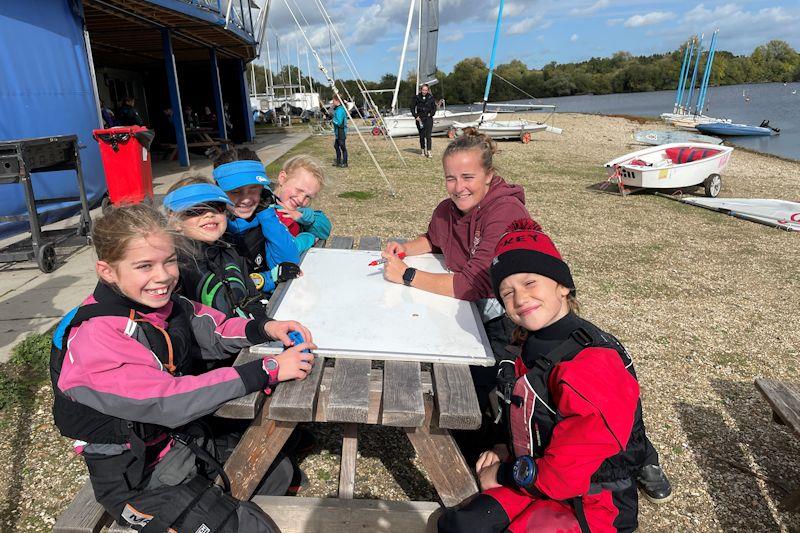 Sarah Jarman coaching at the Optimist Junior Girls Training at Burghfield photo copyright BSC taken at Burghfield Sailing Club and featuring the Optimist class