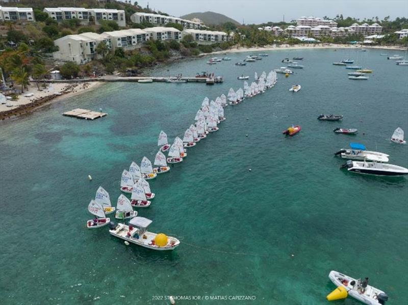 Tropical start-line at the 2022 International Optimist Regatta photo copyright Matias Capizzano taken at St. Thomas Yacht Club and featuring the Optimist class