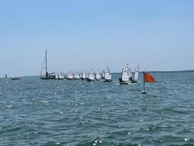 Main fleet during the 2023 Warsash SC Optimist Open photo copyright Mark Greenaway taken at Warsash Sailing Club and featuring the Optimist class