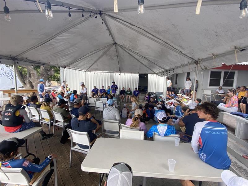 Sailors and coaches in a brief on the first day of the TOTE Clinic - photo © Matias Capizzano