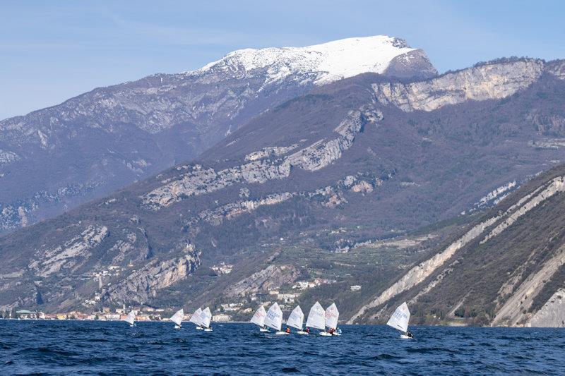 GBR Optimist sailors at the 42 degrees Lake Garda Meeting photo copyright Adam Gosling taken at Fraglia Vela Riva and featuring the Optimist class