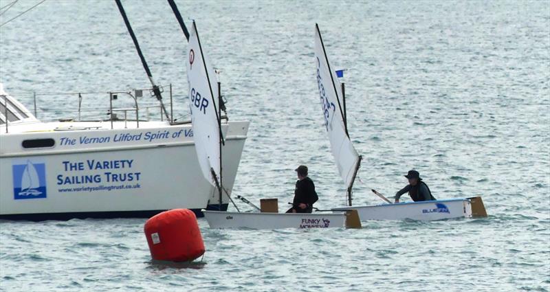 3rd Nick Cousins Memorial Spring Regatta Class 9 - Optimists - close finish! photo copyright Bill Harris taken at Royal Channel Islands Yacht Club and featuring the Optimist class