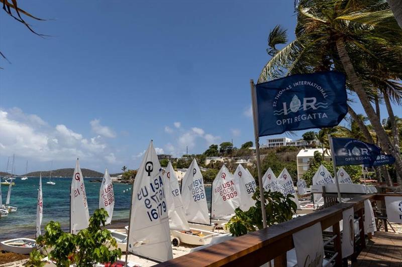 Optis lined up on the STYC beach for the 2023 TOTE Clinic photo copyright Matias Capizzano taken at St. Thomas Yacht Club and featuring the Optimist class