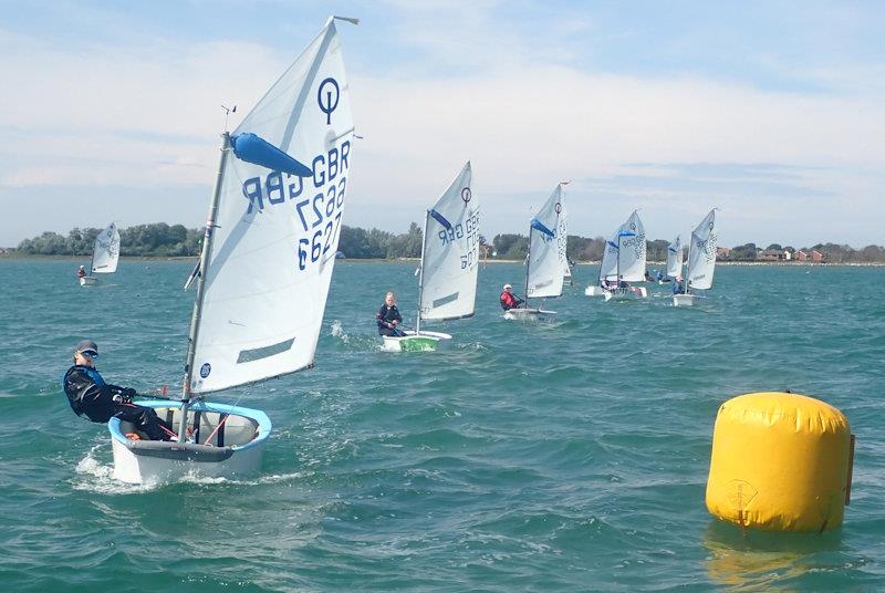 Freddie Willder in the lead - Magic Marine UK Optimist open meeting at Hayling Island - Coached fleet - photo © TeamHISC