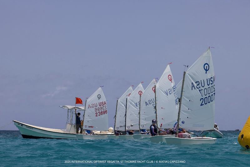 Start of one of the races in the TOTE Team Racing Championships photo copyright Matias Capizzano taken at St. Thomas Yacht Club and featuring the Optimist class