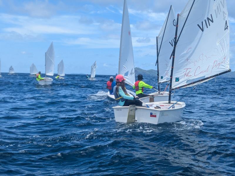 Close racing in the Optimist class during the St Vincent and the Grenadines 2025 Youth Nationals photo copyright SVG Sailing taken at  and featuring the Optimist class
