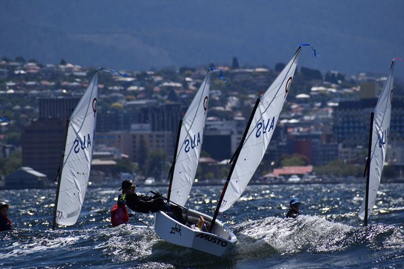 Lumpy condiitons proved challenging on the River Derwent in Hobart - 2026 Musto Australian Optimist Championship - photo © Jane Austin / RYCT Media