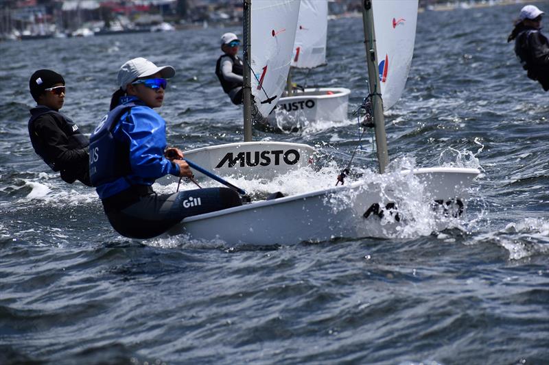 Sijia Deng is the leading female in the Open Gold Fleet - 2026 Musto Australian Optimist Championship - photo © Jane Austin / RYCT Media
