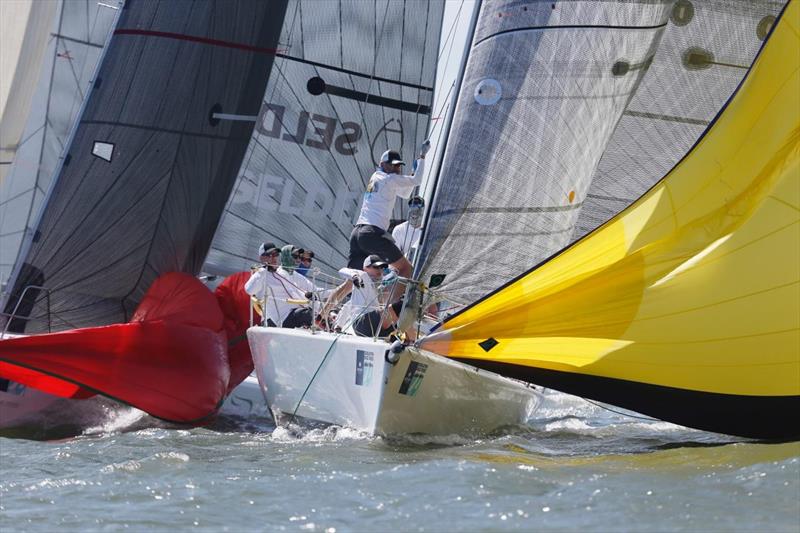 Close mark roundings on the ORC course on day 1 at Charleston Race Week photo copyright Charleston Race Week / Tim Wilkes taken at Charleston Yacht Club and featuring the ORC class