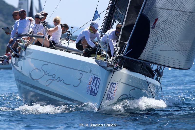 Sugar 3 adding headsails on the reach across Tijat island in leg 2 - 2019 D-Marin ORC Worlds photo copyright Andrea Carloni taken at  and featuring the ORC class