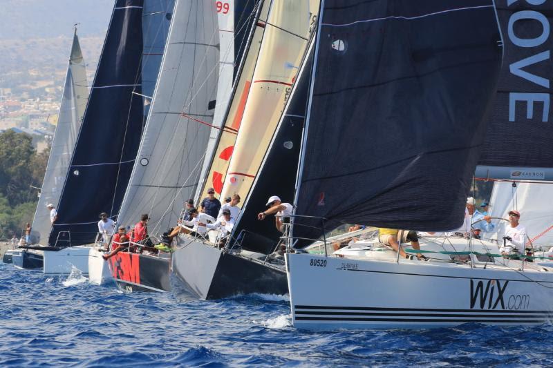 Close start line action at last year's ORC Europeans in Limassol. Reigning Class C champion Katariina II (center, gray hull) dominated this fleet, but will have a very tough fight ahead to defend her title in Oxelösund next week  photo copyright Nikos Pantis taken at  and featuring the ORC class
