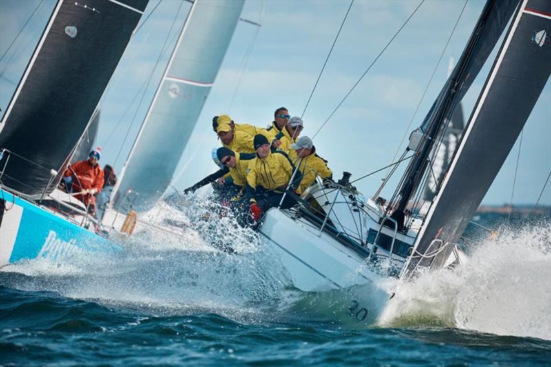 Two teams from Estonia, Postimees (left) and Sugar (right), power through today's Baltic bump to hold their lane in Class C - SSAB ORC European Championship 2019 - photo © Felix Diemer