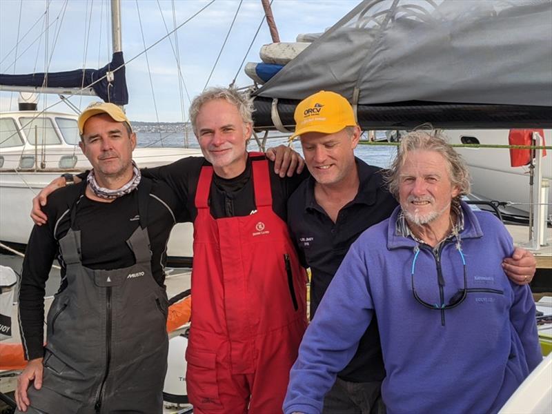 Lord Jiminy crew after the finish photo copyright ORCV Media taken at Ocean Racing Club of Victoria and featuring the ORC class