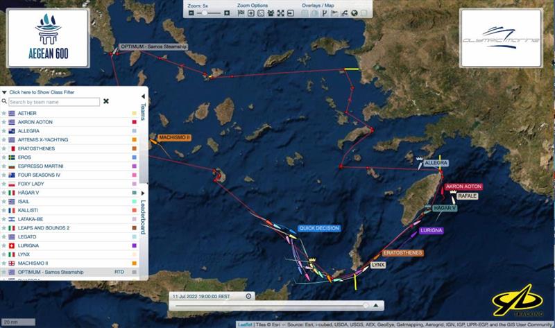 The YB tracker image above shows great progress for the fleet, and the race analysis video gives further explanation - 2022 Aegean 600 Race day 2 - photo © Offshore Racing Congress