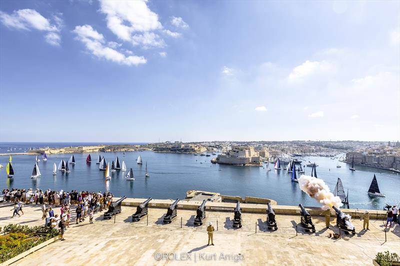 ORC Class 1 start the 2022 Rolex Middle Sea Race photo copyright Kurt Arrigo / Rolex taken at Royal Malta Yacht Club and featuring the ORC class