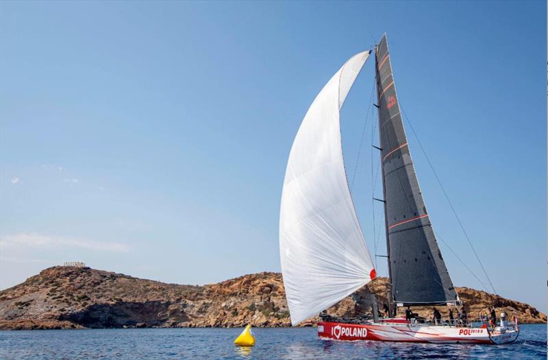 Grzegorz Baranowski's Volvo 70 I LOVE POLAND finishes the AEGEAN 600 photo copyright Kostas Karageorgiou / AEGEAN 600 taken at Hellenic Offshore Racing Club and featuring the ORC class