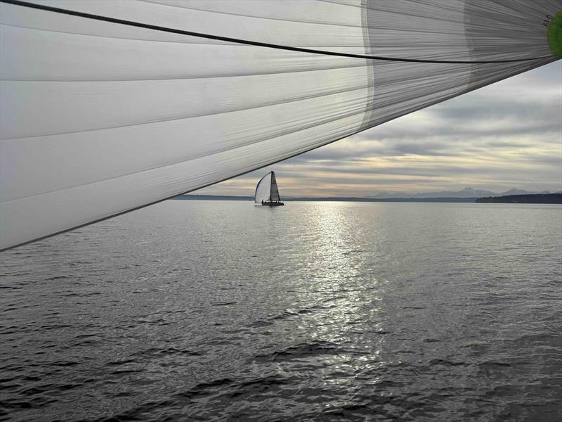 A view from Dark Star, Jonathan and Libby McKee's Riptide 44, on the 2025 Three Tree Point Race - photo © David Schmidt